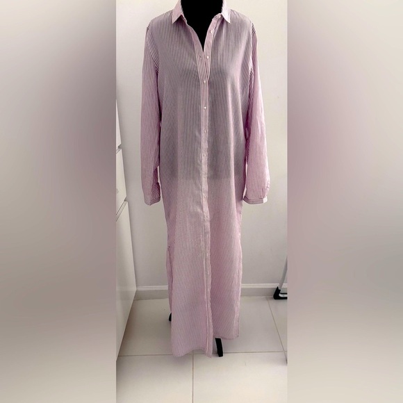 Skin worldwide Organic Cotton Selma red and white Striped Maxi Dress/lounge NWT - Picture 5 of 10